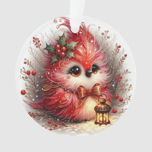 Whimsical Holiday Bird with Lantern  (devant)