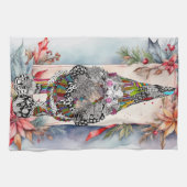 Whimsical Holiday Christmas Gnome keukenhanddoek (Horizontaal)