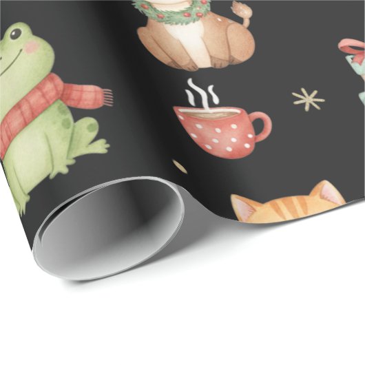 Whimsical Holiday Critters Festive Gift Wrap Cadeaupapier (Rol Hoek)