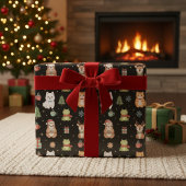 Whimsical Holiday Critters Festive Gift Wrap Cadeaupapier