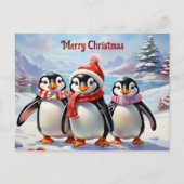 Whimsical Holiday Pinguin Trio Briefkaart (Voorkant)