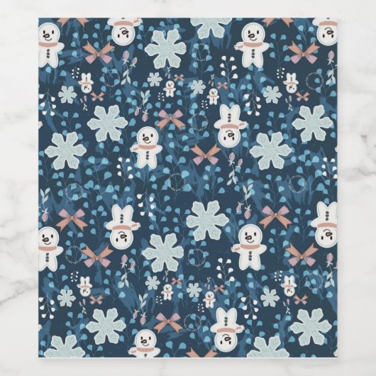 Whimsical Holiday Wrapping Paper Flat Sheet Wijn Etiket (Enkel label)