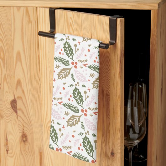 Whimsical Holly Berry Colorful Kerstfeestdag Theedoek (Derde Gevouwen)