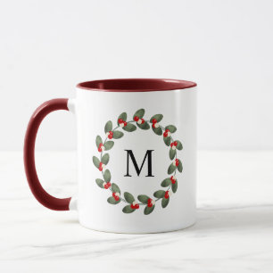 Whimsical Holly Berry kerstmonografie Mok