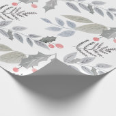 Whimsical  Holly Berry Leaves Kerstmis Cadeaupapier (Hoek)