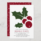 Whimsical Holly Moderne Fête Invitation (Devant / Derrière)