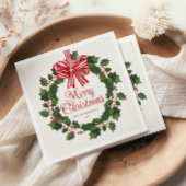 Whimsical Holly Wreath Christmas Servet