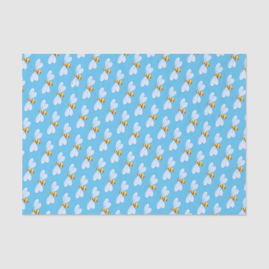 Whimsical hommel blauw wit tissuepapier (Voorkant)