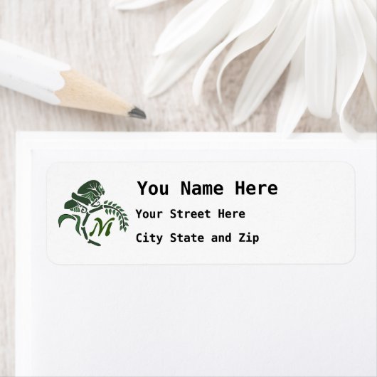Whimsical Hooded Grasshopper Monogram Etiket (Insitu)