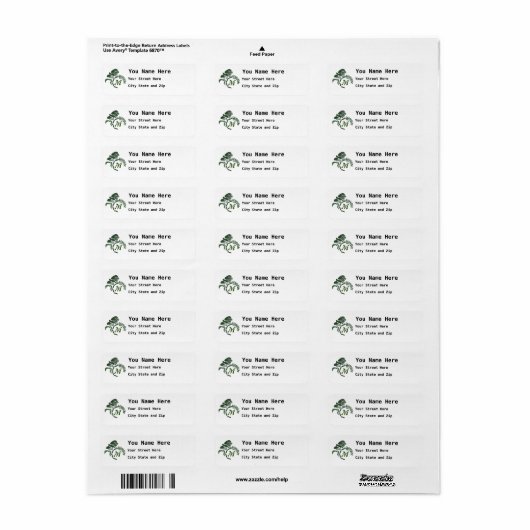 Whimsical Hooded Grasshopper Monogram Etiket (Full Sheet)