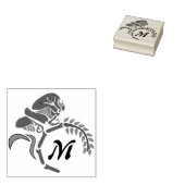 Whimsical Hooded Grasshopper Monogram Rubberstempel (Gestempeld)