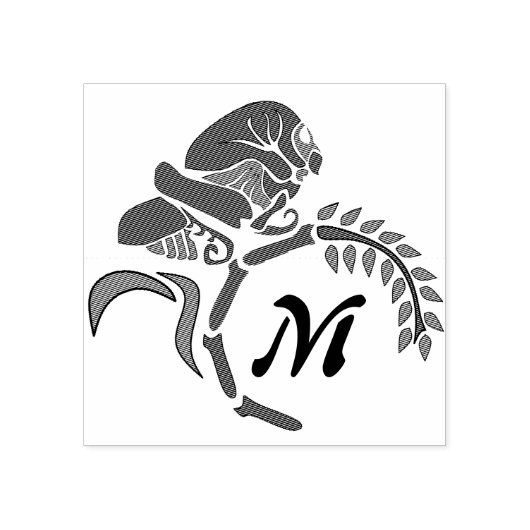 Whimsical Hooded Grasshopper Monogram Rubberstempel (Afrduk)