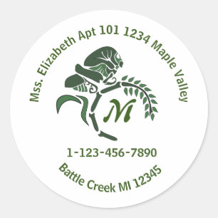 Whimsical Hooded Grasshopper Monogram Sleutelhange Ronde Sticker
