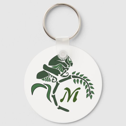 Whimsical Hooded Grasshopper Monogram Sleutelhanger (Voorkant)