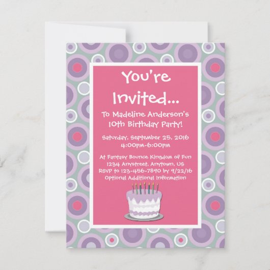 Whimsical Hoops Birthday Party Invitation Kaart (Voorkant)
