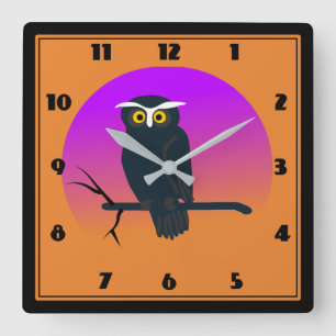 Whimsical Hoot Owl Clock Vierkante Klok