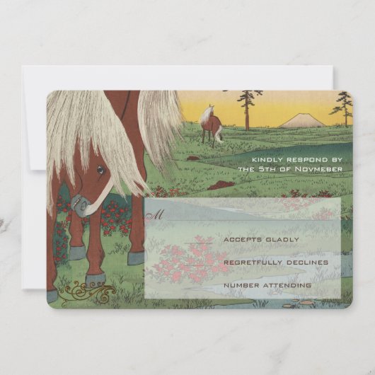 Whimsical Horse Wedding RSVP Kaart (Voorkant)
