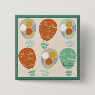 Whimsical Hot Air-ballonnen Vierkante Button 5,1 Cm