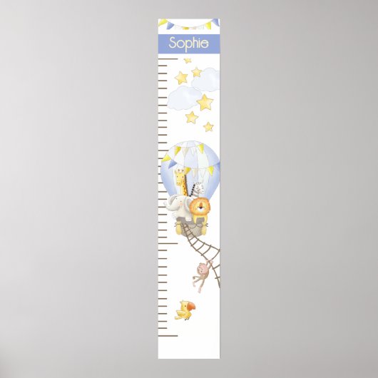 Whimsical Hot Air Balloon Growth Chart Poster (Voorkant)