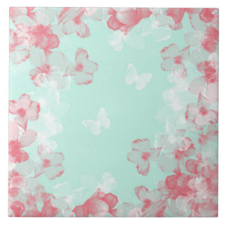 Whimsical Hot Air Balloon with Cherry Blossoms  Tegeltje