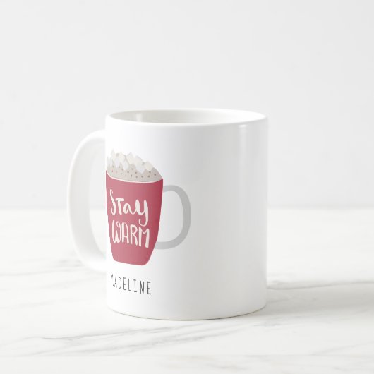 Whimsical Hot Cocoa Stay Warm Coffee Mok (Voorkant links)