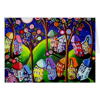 Whimsical Houses Trees Fun Card