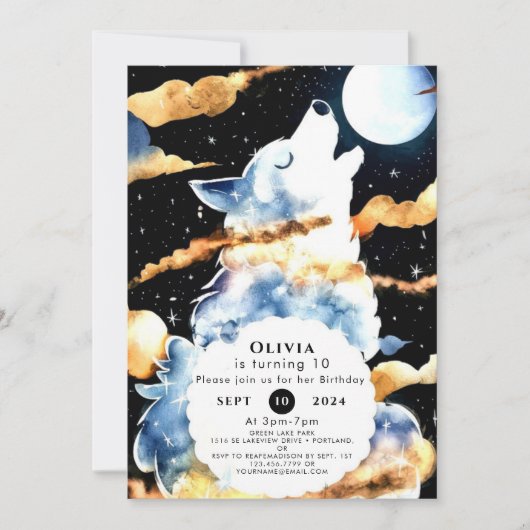 Whimsical Howling Wolf Verjaardag Kaart (Voorkant)