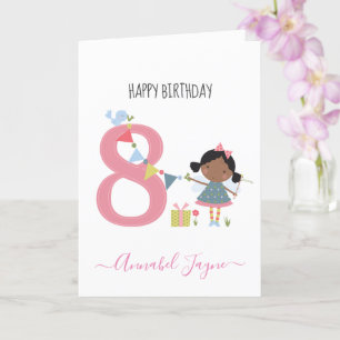 Whimsical Huitième anniversaire fée carte rose mig