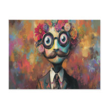 Whimsical Humanoid met grote ogen en bloemenhaar