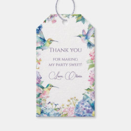 Whimsical Hummingbirds with Hydrangeas Cadeaulabel