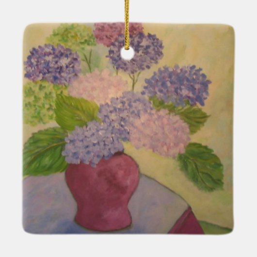 Whimsical Hydrangea Keramisch Ornament (Achterkant)