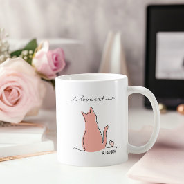 Whimsical I Love Cats Silhouette Custom Name Koffiemok