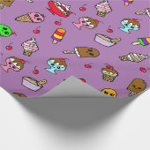 Whimsical Ice Cream and Cherries Birthday Cadeaupapier (Hoek)