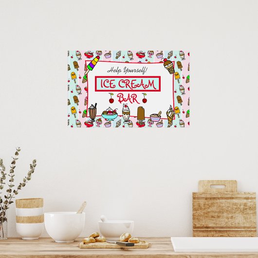 Whimsical Ice Cream Bar Poster (Keuken)