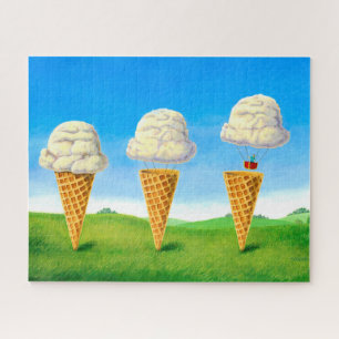 Whimsical Ice Cream Cone Hot Air Ballon Art Legpuzzel