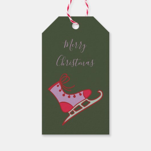 Whimsical Ice Schaats Christmas Cadeaulabel (Voorkant)