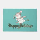 Whimsical Ice Skating Snowman  Deurmat (Voorkant)