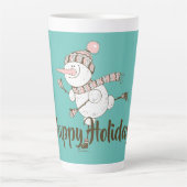 Whimsical Ice Skating Snowman  Latte Mok (Voorkant)