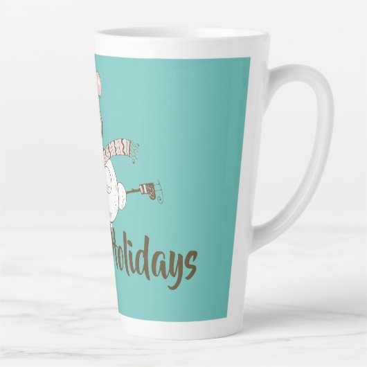 Whimsical Ice Skating Snowman  Latte Mok (Rechts)