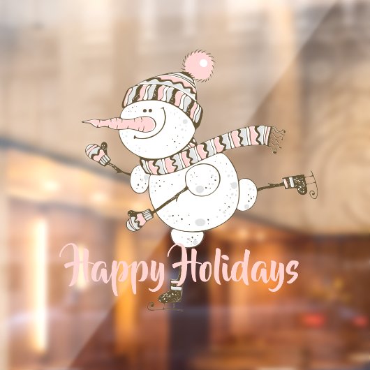 Whimsical Ice Skating Snowmen Raamsticker (Vel 2)