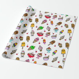Whimsical Ijs en Kersen Verjaardag Cadeaupapier