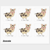 Whimsical Ik hou van varkens Vierkante Sticker (Vel)