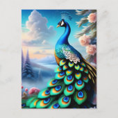 Whimsical Imaginaire Art Rose Garden Peacock carte (Devant)