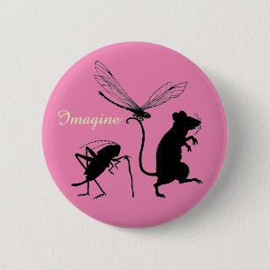 Whimsical "Imagine"-Button met dierenvrienden Ronde Button 5,7 Cm