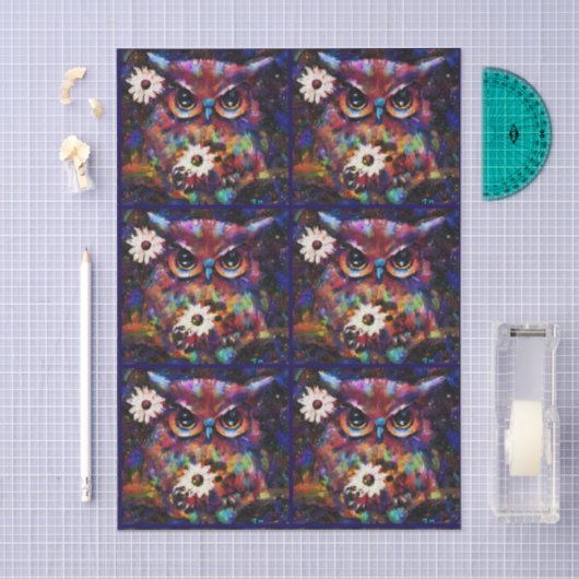 Whimsical Impressionistic Floral Owl Decoupage Tissuepapier (Craft)