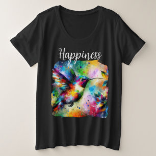 Whimsical Impressionistic Happiness Hummingbird Grote Maat T-shirt