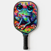 Whimsical Impressionistische Bloemenkikker Groen B Pickleball Paddle (Voorkant)