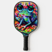 Whimsical Impressionistische Bloemenkikker Groen B Pickleball Paddle (Achterkant)