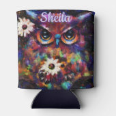 Whimsical Impressionistische Bloemenuil gepersonal Blikjeskoeler (Achterkant)