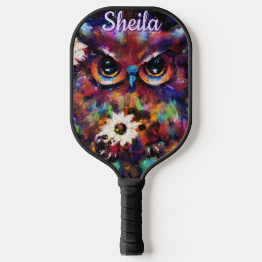Whimsical Impressionistische Bloemenuil gepersonal Pickleball Paddle (Voorkant)
